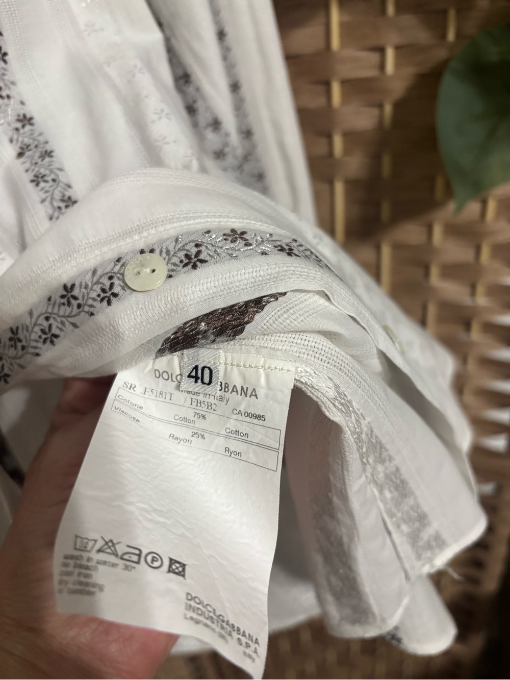 Vintage Dolce & Gabbana White and Gray Vertical Stripe Button-Down Blouse - Picture 7 of 7